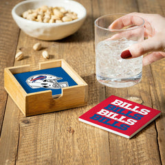Buffalo Bills Ceramic Coasters Set, 4pcs with Wood Caddy, NFL