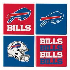 Buffalo Bills Ceramic Coasters Set, 4pcs with Wood Caddy, NFL