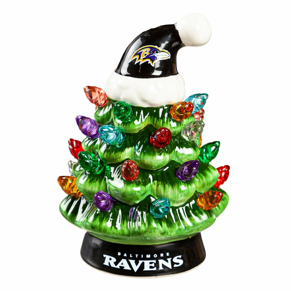 4" Mini LED Tabletop Christmas Tree, Set of 2, Baltimore Ravens, NFL, Home