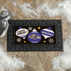 Baltimore Ravens Holiday Flocked Coir Sassafras Switch Mat, 22"x10", NFL