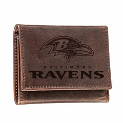 Baltimore Ravens, Tri-Fold Wallet, Brown, CH, 100% Genuine Leather, NFL, Home