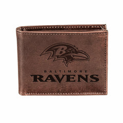 Baltimore Ravens, Bi-Fold Wallet, Brown, CH, 100% Genuine Leather, NFL, Home