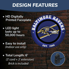 Baltimore Ravens, Metal Lite, Round, NFL