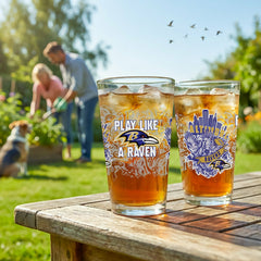 Baltimore Ravens 16oz Glass pint, Set of 2, NFL, Home