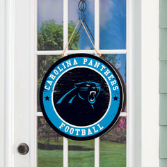 Carolina Panthers Round Door Décor with Hanging Rope, 18x18, NFL, Home