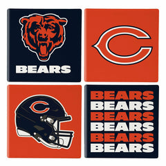 Chicago Bears Ceramic Coasters Set, 4pcs with Wood Caddy, NFL