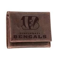 Cincinnati Bengals, Tri-Fold Wallet, Brown, CH, 100% Genuine Leather, NFL, Home