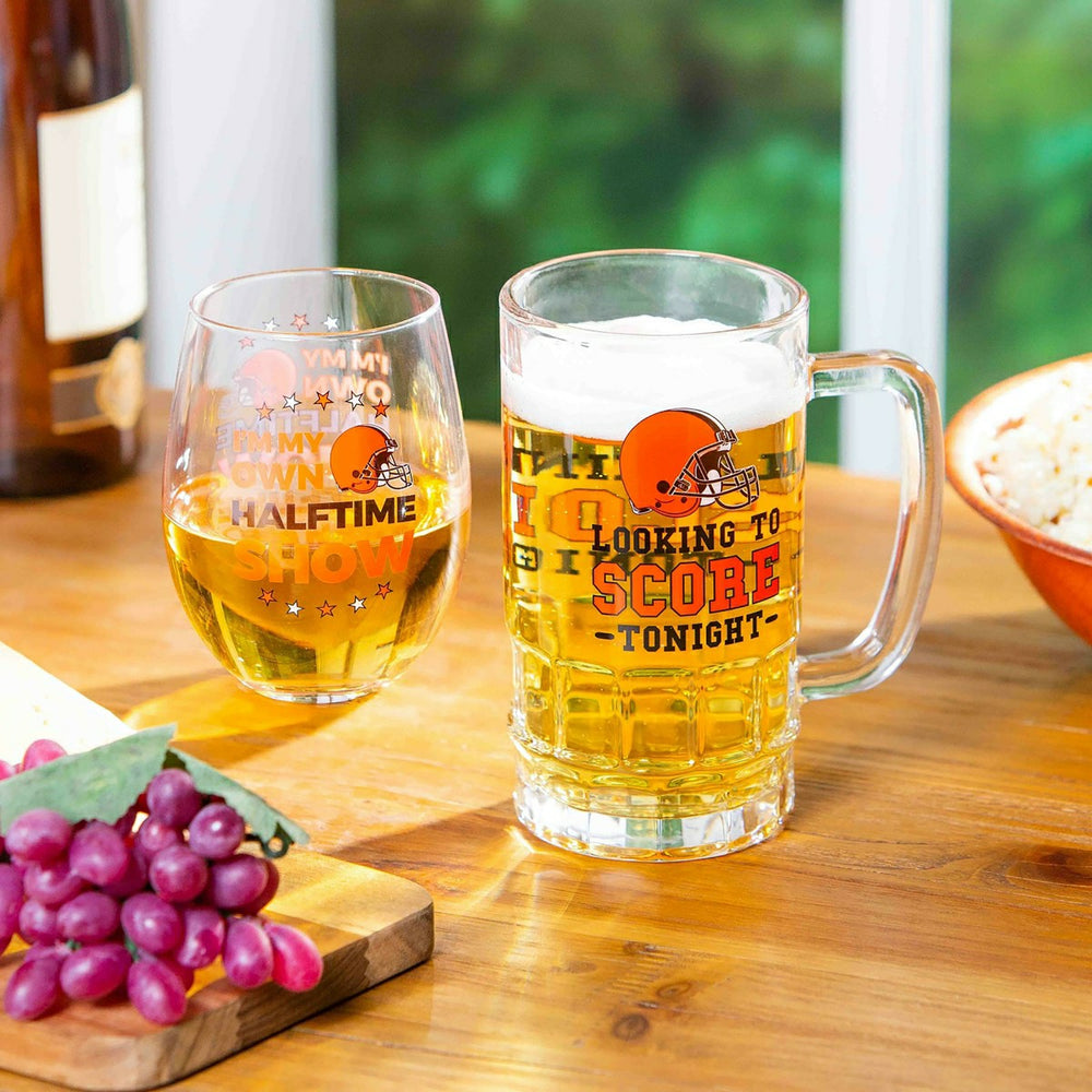Cleveland Browns, Stemless 17OZ Wine & Beer 16 OZ Gift Set, NFL