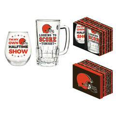 Cleveland Browns, Stemless 17OZ Wine & Beer 16 OZ Gift Set, NFL