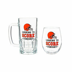 Cleveland Browns, Stemless 17OZ Wine & Beer 16 OZ Gift Set, NFL