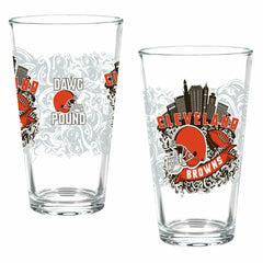 Cleveland Browns 16oz Glass pint, Set of 2, NFL, Home
