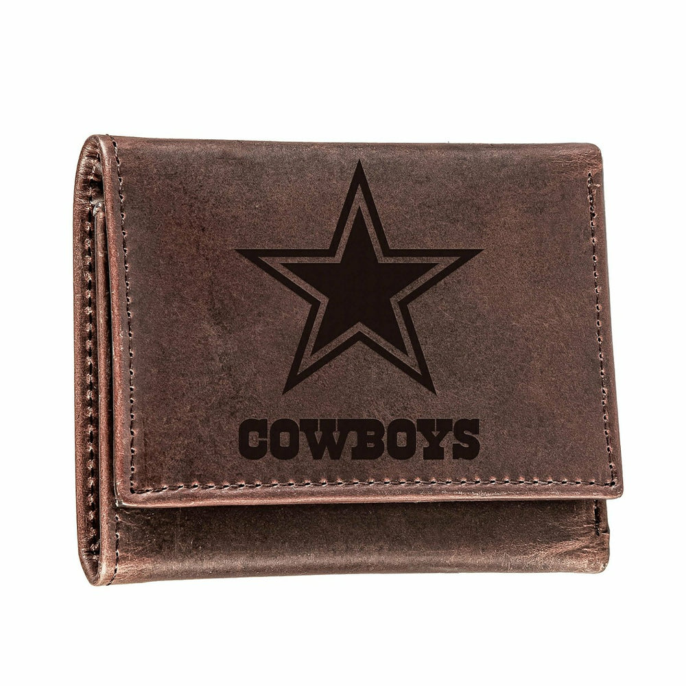 Dallas Cowboys, Tri-Fold Wallet, Brown, CH, 100% Genuine Leather, NFL, Home