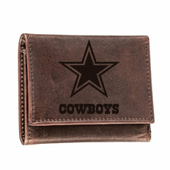 Dallas Cowboys, Tri-Fold Wallet, Brown, CH, 100% Genuine Leather, NFL, Home