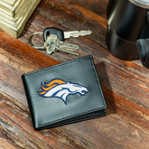 Denver Broncos Black Bi-Fold Embroidered Wallet w/ RFID Blocking, NFL, Home