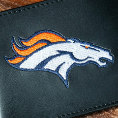 Denver Broncos Black Bi-Fold Embroidered Wallet w/ RFID Blocking, NFL, Home