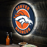 LED Wall Decor, Round, Denver Broncos, NFL, Home