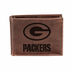 Green Bay Packers, Bi-Fold Wallet, Brown, CH, 100% Genuine Leather, NFL, Home