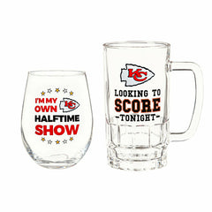 Kansas City Chiefs, Stemless 17OZ Wine & Beer 16 OZ Gift Set, NFL
