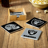 Las Vegas Raiders Ceramic Coasters Set, 4pcs with Wood Caddy, NFL