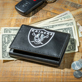 Las Vegas Raiders Black Tri-Fold Embroidered Wallet w/ RFID Blocking, NFL, Home