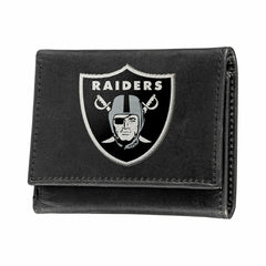 Las Vegas Raiders Black Tri-Fold Embroidered Wallet w/ RFID Blocking, NFL, Home