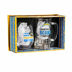 Los Angeles Chargers, Stemless 17OZ Wine & Beer 16 OZ Gift Set, NFL, Home