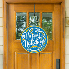 Los Angeles Chargers Holiday Round Door Décor with Hanging Rope, 18x18, NFL, Home