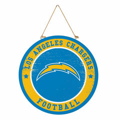 Los Angeles Chargers Round Door Décor with Hanging Rope, 18x18, NFL, Home