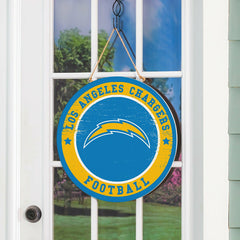 Los Angeles Chargers Round Door Décor with Hanging Rope, 18x18, NFL, Home