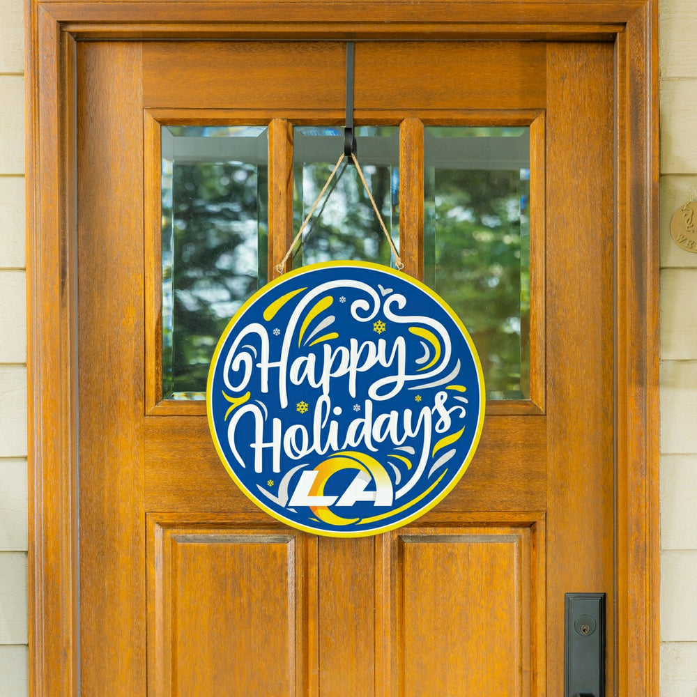 Los Angeles Rams Holiday Round Door Décor with Hanging Rope, 18x18, NFL, Home