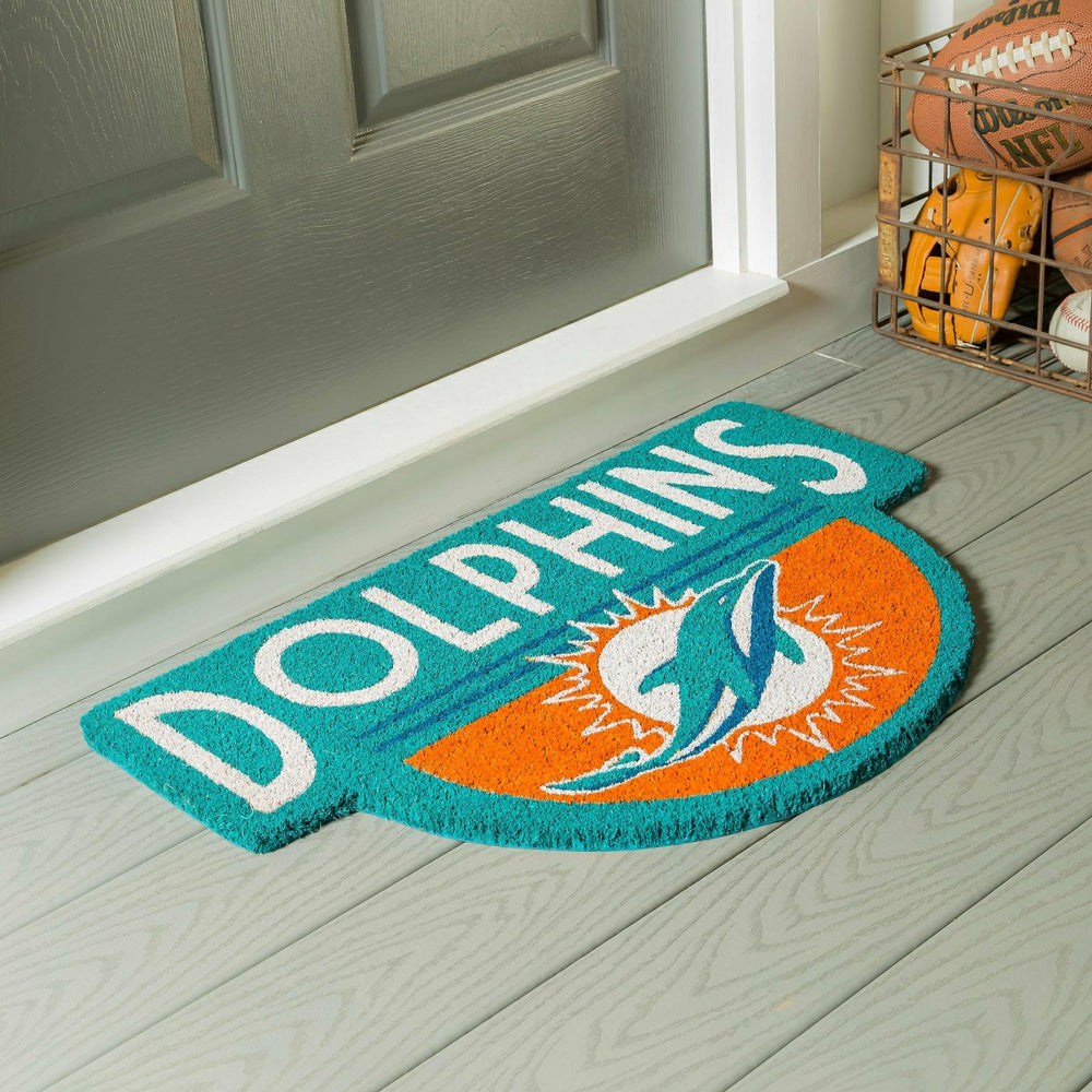 NFL Shaped Coir Door Mat, Dolphins, NFL