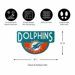 NFL Shaped Coir Door Mat, Dolphins, NFL