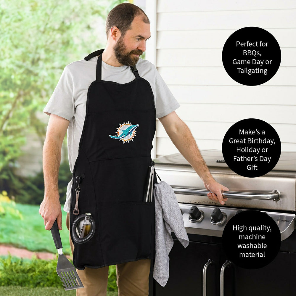 Grill Apron, Black, Miami Dolphins, NFL, Home
