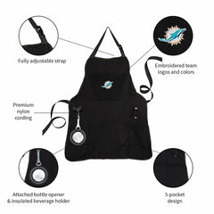 Grill Apron, Black, Miami Dolphins, NFL, Home