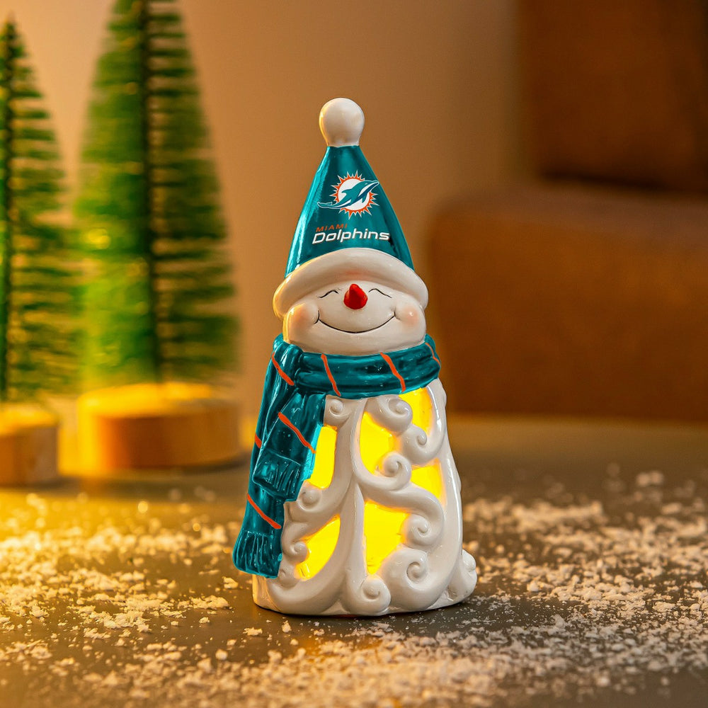 Miami Dolphins Snowman LED Statuary, 8", NFL, Home