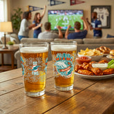 Miami Dolphins 16oz Glass pint, Set of 2, NFL, Home