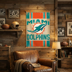 Miami Dolphins, Canvas Wall Tapestry, Medium, 36x24, NFL, Home