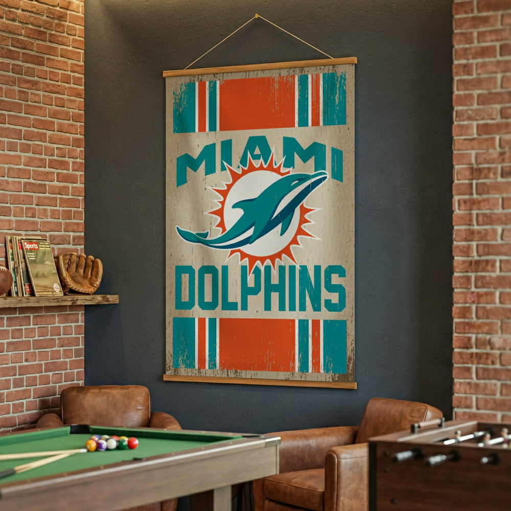 Miami Dolphins, Canvas Wall Tapestry, Large, 54x36, NFL, Home