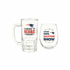 New England Patriots, Stemless 17OZ Wine & Beer 16 OZ Gift Set, NFL