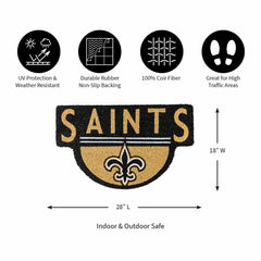 NFL Shaped Coir Door Mat, Saints, NFL
