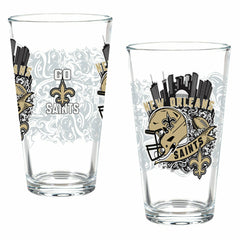 New Orleans Saints 16oz Glass pint, Set of 2, NFL, Home