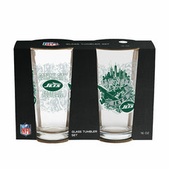 New York Jets 16oz Glass pint, Set of 2, NFL, Home