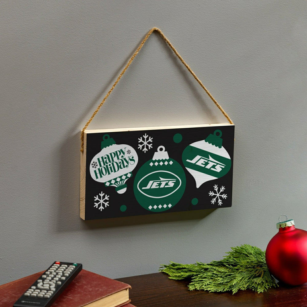 New York Jets Holiday Wood Wall Sign, 6x11, NFL, Home