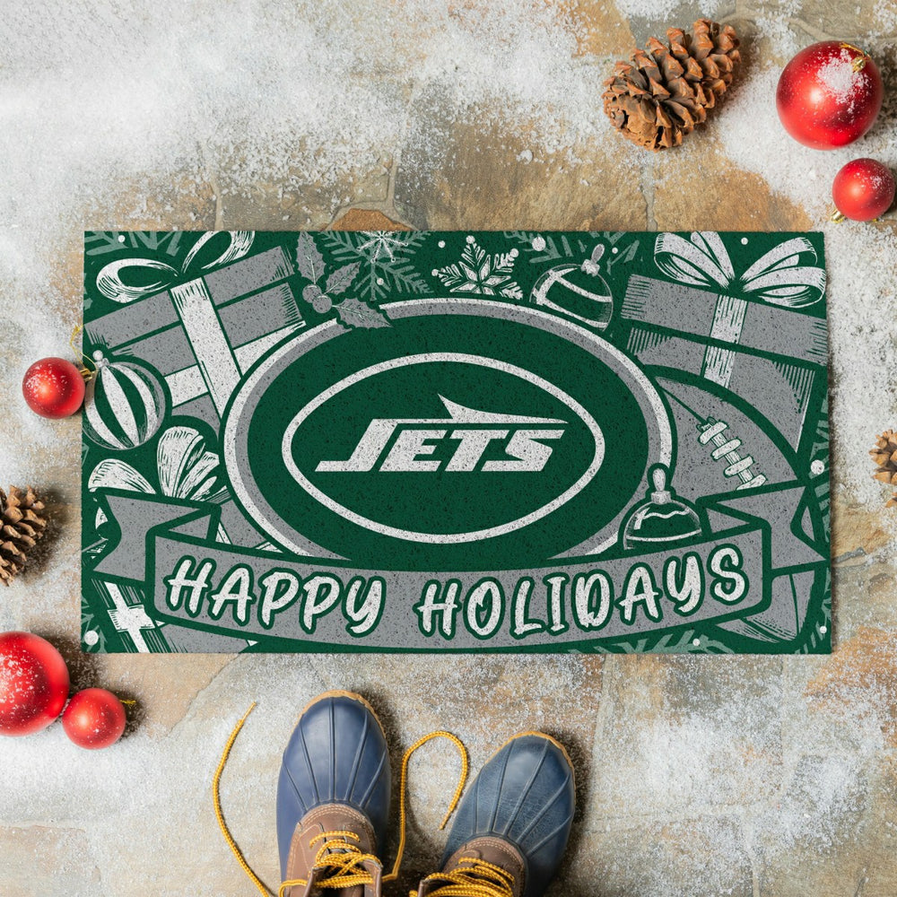 New York Jets Holiday PVC Mat, 28"x16", NFL