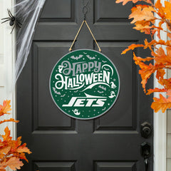 New York Jets Halloween Round Door Décor with Hanging Rope, 18x18, NFL, Home