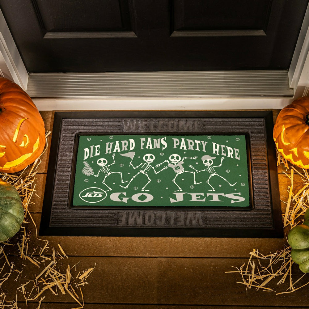 New York Jets Flocked Coir Halloween Sassafras Switch Mat, 22"x10", NFL