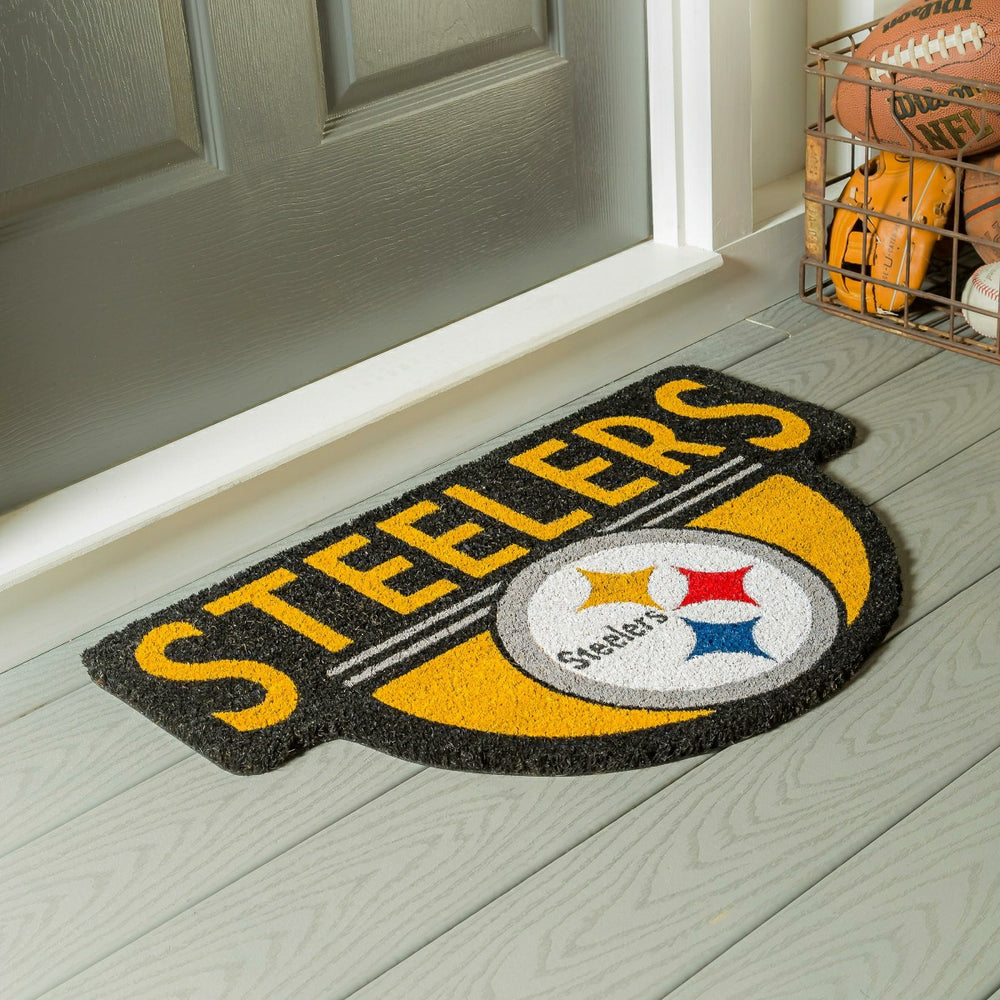 NFL Shaped Coir Door Mat, Steelers, NFL