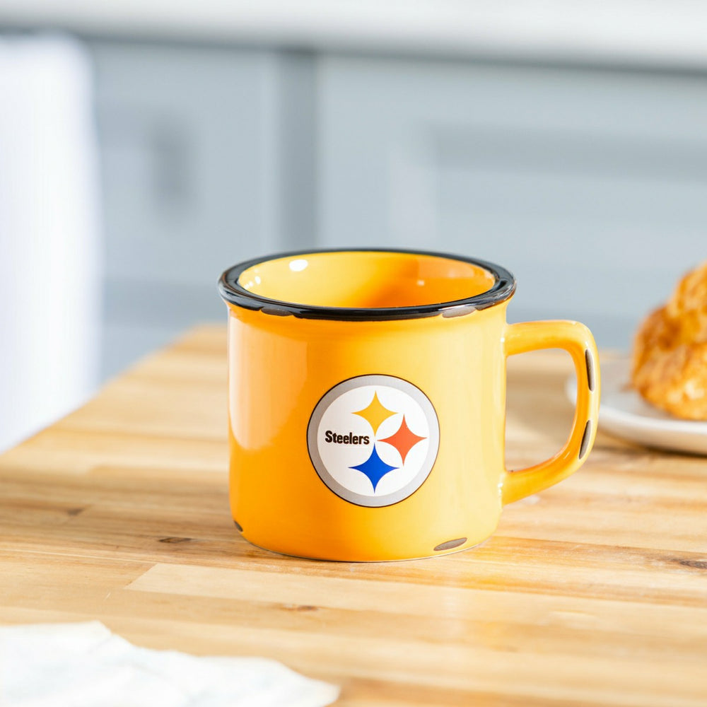 Pittsburgh Steelers Ceramic Camp Cup with Enamel Finish, 14oz, NFL