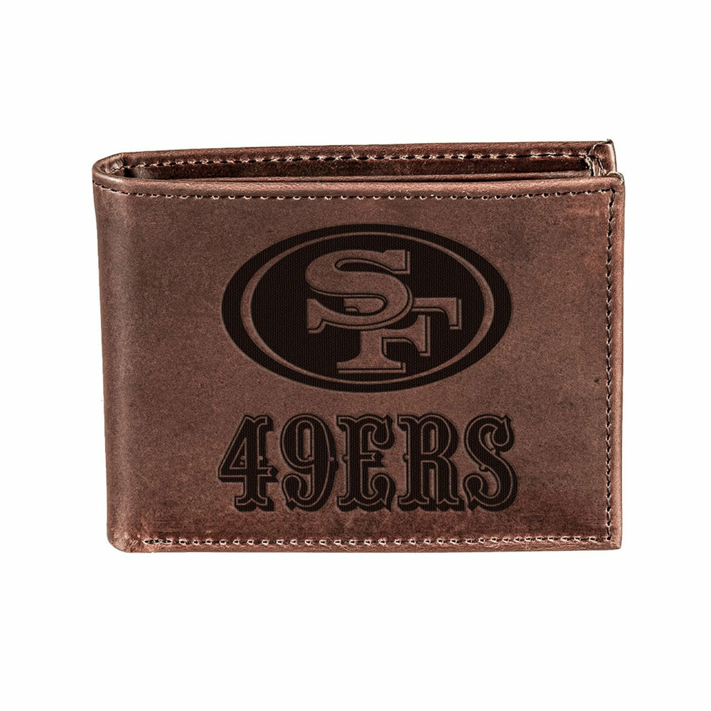 San Francisco 49ers, Bi-Fold Wallet, Brown, CH, 100% Genuine Leather, NFL, Home