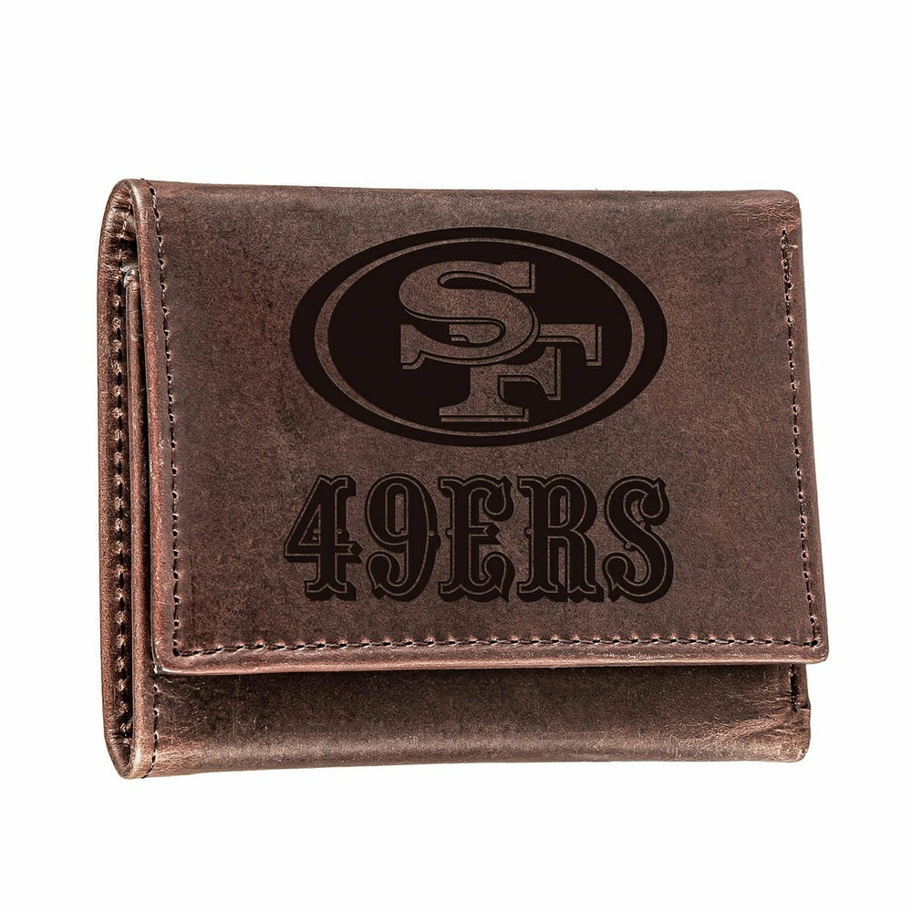 San Francisco 49ers, Tri-Fold Wallet, Brown, CH, 100% Genuine Leather, NFL, Home